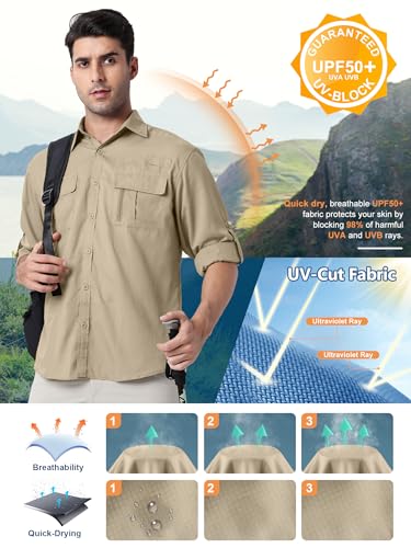 Safari Shirts for Men for Africa UV Sun Protection Lightweight Quick Dry Moisture Wicking for Hiking Fishing Travel Outdoor2