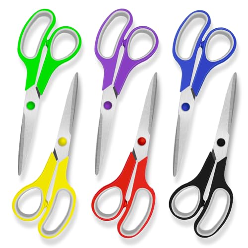 Scissors, 8.5" Scissors All Purpose Comfort Grip Stainless Steel Sharp Scissors for Office School Home Supplies, Right/Left Handed, 6 Piece Set 1 Scissors-85-Scissors-All-Purpose-Comfort-Grip-Stainless-Steel-Sharp-Scissors-for-Office-School-Home-Supplies-RightLeft-Handed-6-Piece-Set