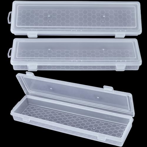 Image of GORGECRAFT 3Pcs Translucent Plastic Paint Brush Holders Paintbrush Case Organizers Drawing Tools Storage Box Long Watercolor Pen Pencil Container Buckle Design for Artist Art Crafts Office Supplies