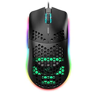 Wired Gaming Mouse, J900 6 RGB Lighting 6400 DPI Programmable USB Gaming Mice with 6 buttons, Honeycomb Shell Ergonomic Design for PC Gamers and Xbox and PS4 Users Black
