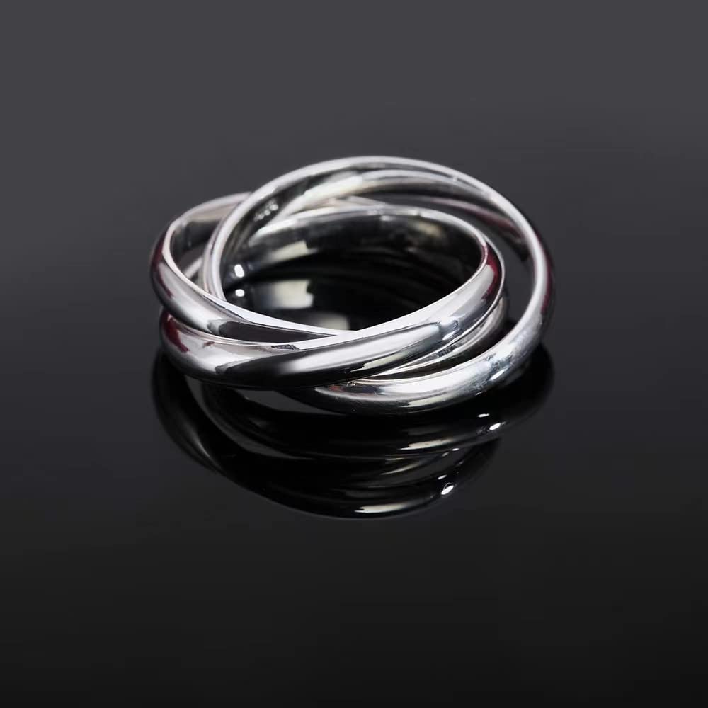 Amazon.com: QUSIIOSLK 925 Sterling Silver Triple Band Interlocked