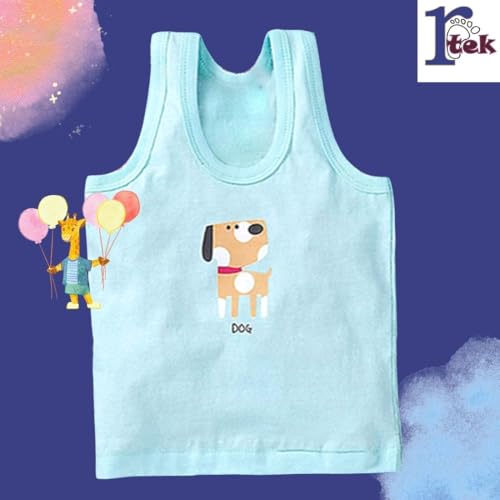 Image of REVOLTEK Printed Vest baniyan Cotton Inner wear for Baby wear Sleeveless Undershirts for Kids Sando ganji Tank-Tops Toddler Girls /Boys Colors Pack of 6