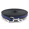 Twinkys Dog Style MADE IN GERMANY Sleeplijn Hondenriem met rubber bekleed 20 mm breed voor honden tot 50 kg – ZONDER polsband 10 meter zwart blauw