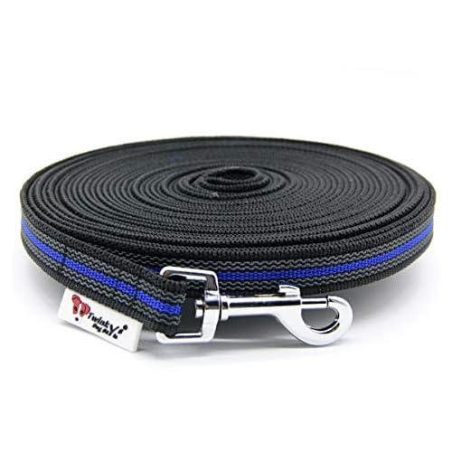 Twinkys Dog Style Made IN Germany Schleppleine Hundeleine gummiert 20 mm breit für Hunde bis 50 kg - MIT Handschlaufe 3 Meter Schwarz Blau