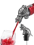 Sea Turtle Wine Pourer Bottle Stopper, Metal Animal Wine Aerator Spout with Leak-Proof Rubber, Universal Fit for Wine & Liquor Bottles, Drip-Free Turtle Wine Topper Bar Accessory Gifts for Wine Lovers