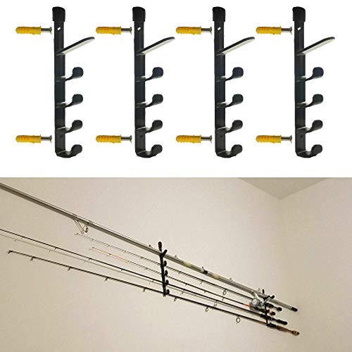 Pmsanzay Perfecto para caña de pescar - Soporte horizontal para 10 cañas de pescar Soporte de pared para sostener hasta 10 cañas de pescar con tornillos - sin caña de pescar Cover