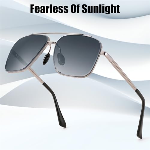 FEISEDY Women's and Men's Fashion Oversize Square Metal Gradiant Pilot Sunglasses B41453