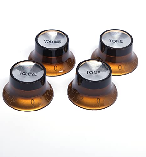 Harpfeas 2 Volume And 2 Tone Speed Control Knobs Set For Gibson Les Paul Electric Guitar Replacement (Amber) #TOP21