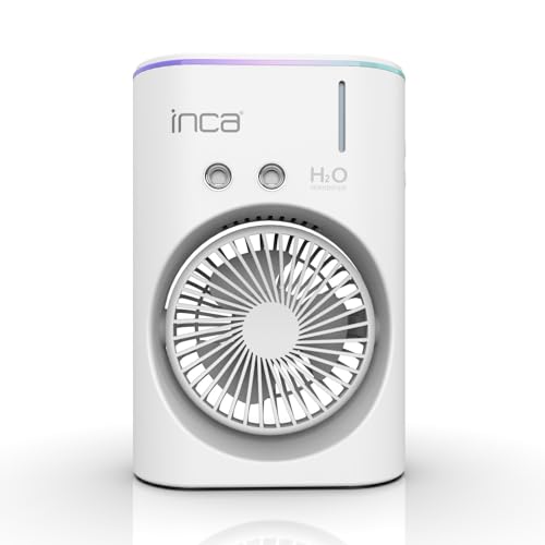 İnca Tischventilator mit Wasserkühlung & Sprühnebel IMF-10B USB Akku Ventilator tragbar & leise mit 2400 mAh, 3 Stufen, 360° drehbar, LED Licht,...
