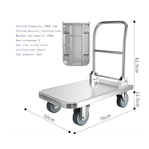 Carretilla Multifuncional Plegable con Ruedas de freno de 4 pulgadas miniatura 2