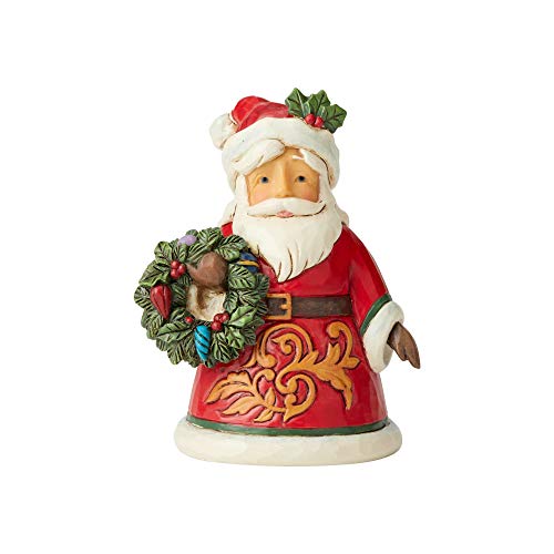 Enesco Jim Shore Heartwood Creek Santa with Wreath Miniature Figurine, 3.5 Inch, Multicolor,6004298
