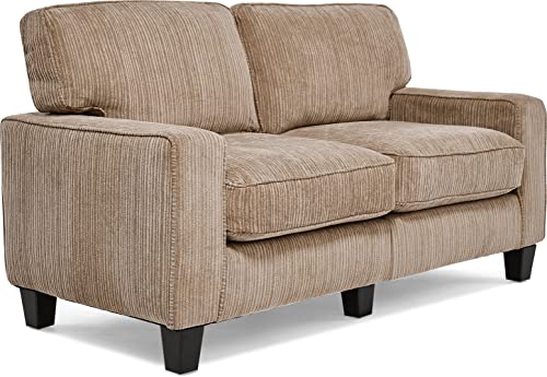 Serta Palisades Upholstered Sofas for Living Room Modern Design Couch, Straight Arms, Soft Fabric Upholstery, Tool-Free Assembly, 61´´ Loveseat, Beige