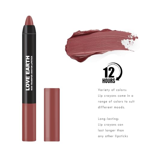 Image of Love Earth Lip Crayon Non-Transfer Lipstick-Summerina Brown | Lightweight & Longlasting, Smudge Proof, Transferproof, Matte Lipstick | Crayon Lipstick up to 12 Hours Stay -3.5g