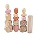 Produktbild Holzbausteine Set, Handgefertigte Holzstein-Ausgleichsblöcke, Naturholzspielzeug, farbige Holzsteine Stapelspiel Rock Block Spiel Lernspielzeug für Kinder (Bunt G, 16pcs)