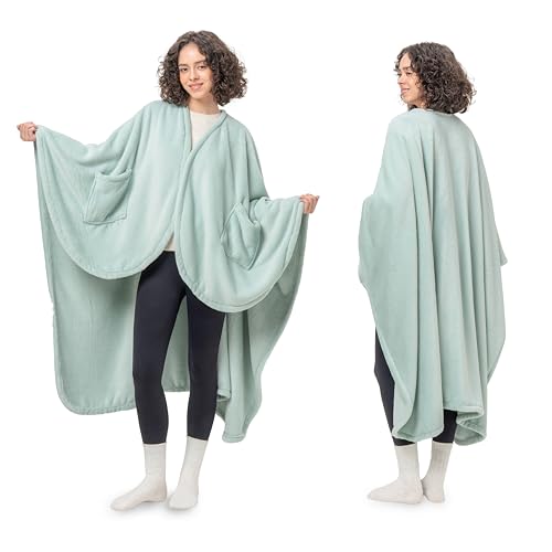 Wearable Blanket for Adults Berkshire Blanket Primalush™ Wearable Blanket, Cozy Loungewear Pocketed Plush Cape Wrap for Adults...