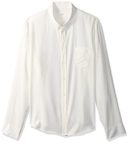Billy Reid Men's Standard Fit Cotton Cashmere Button Down Liam Shirt, White, S
