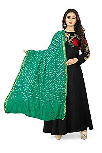 Image of PK HUB Women's Bandhani Silk Dupatta - Bandhej Printed Traditional Dupatta for Ethnic Wear - 2.4 Meter Length, 40 inch Width