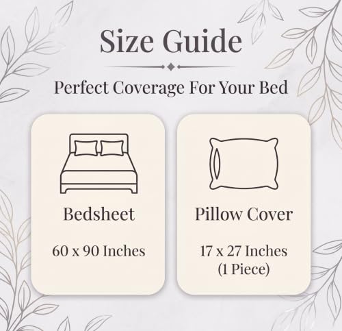 Image of BSB HOME 210 TC Cotton Feel Single Bedsheet with 1 Pillow Cover, Soft & Breathable Floral Printed Bed Sheet, Fade Resistant, Bedding for Home & Bedroom, 60 x 90 Inches (152 x 229 cm) (Mineral Grey)