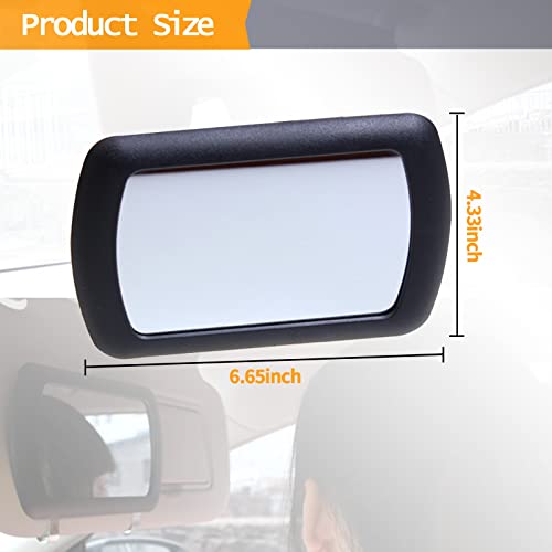 Ajxn 1 Pack Car Visor Vanity Mirror, Hd Abs Clip-On Cosmetic Mirror, 6.7" X 4.3" Auto Interior Portable Makeup Sunshade Mirror, Car Universal Baby Auxiliary Mirror (Black) #TOP1