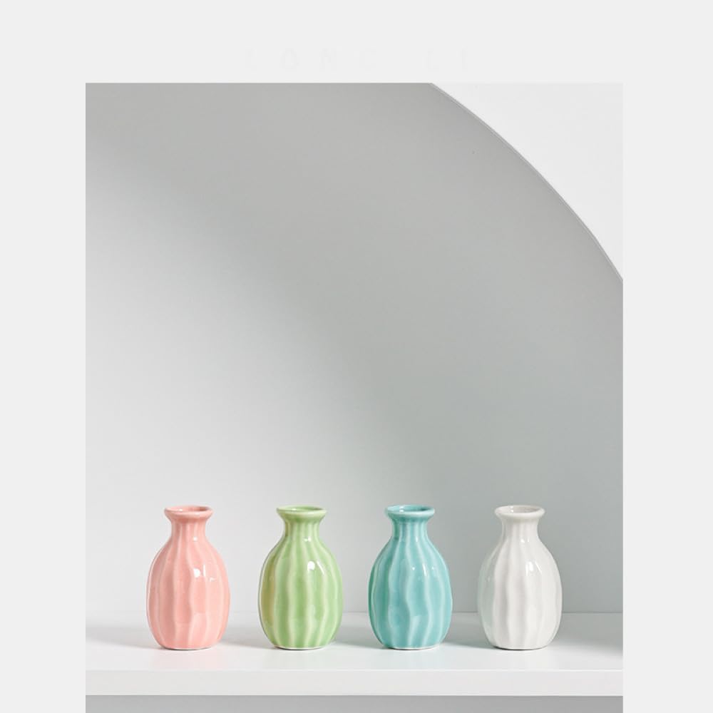 Vaso Piccolo Jarrón Fatto A Mano in Ceramica, Mini Vaso per Fiori, Moderno Vaso con Effetto Increspatura dell'Acqua per Fiori, Soggiorno, Tavolo da Pranzo, Ufficio, Libreria, D, Set of 6