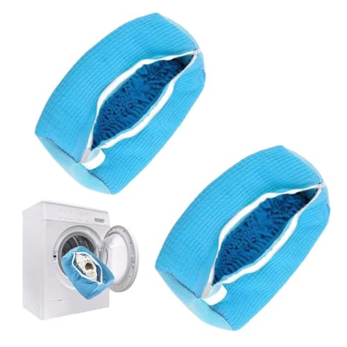 Shoe Washing Machine Bag, Shoe Laundry Bags for Washing Machine, 2 Pcs Snkear Shoe Washing Bag, Laundry Shoe Bag for Washer and Dryer, Reusable Shoe Washing Bags (Blue)