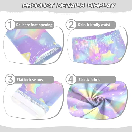 Colorful Stars Cartoon Girls Leggings Ultra Soft Compression Yoga Gym Pants for Kids 4-10T3