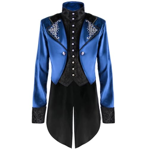 Veste queue-de-pie médiévale homme FGRID en daim brodé costume gothique
