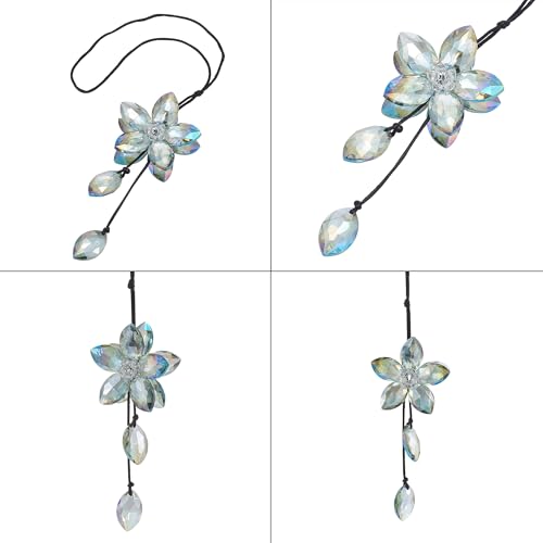 Image of Crystal Flower Car Rear View Mirror Hanging Ornament - Sparkles with Rainbows for a Sense of Luck and Happiness Car Interior Accessories (Charming Green)