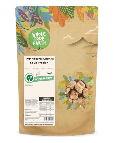 Wholefood Earth TVP - Trozos de soja naturales sin OMG, vegano, sin lácteos, sin azúcar añadido, 2 kg