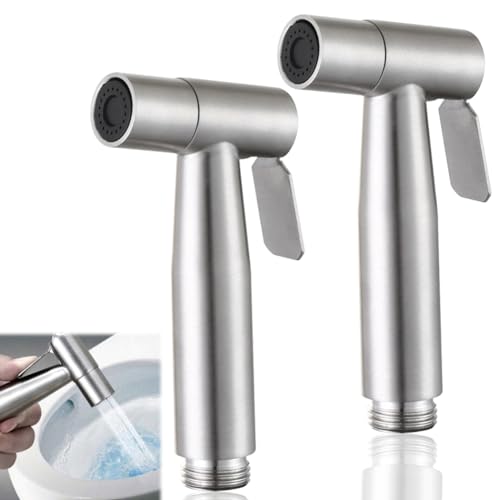 2 Pack Bidet Hand Shower, Bathroom Sink Hand Shower, Handheld Bidet Sprayer for Bathroom and Kitchen, Silver