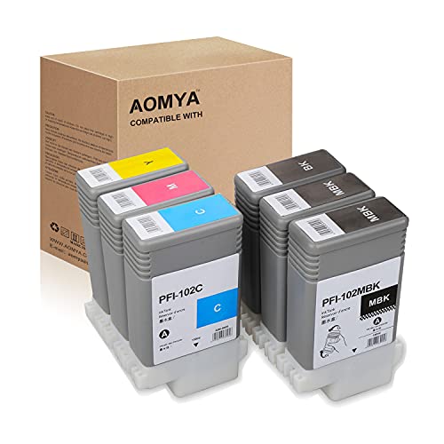 One-Day Sale: Up to 80% Off Aomya Compatible Canon PFI-102 pfi 102 Ink Cartridge for ImagePrograf iPF500 510 600 605 610 650 655 700 710 720 750 755 760 765 130ML Ink Cartridge(2MBK, BK, C, M, Y) 6 Pack