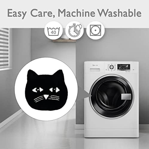 Mooky Mats Black Cat Shaped Bath Mat Non-Slip Rug 60 x 60cm Supersoft Absorbent 100% Cotton