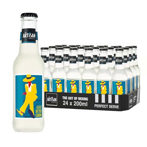 The Artisan Drinks Company Agave Lemon Tonic Water - 200mlx24 Tonic Water Bottles - Natural Ingredients with Real Lemon Juice - A Unique Bitter Lemon Ideal for Mixing