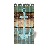 HommomH Shower Curtain with Hooks Bathroom Waterproof (36" x 72", Anchor Wood)
