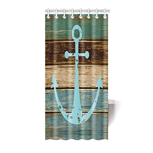 Hommomh Shower Curtain With Hooks Bathroom Waterproof (36" X 72", Anchor Wood) #TOP18