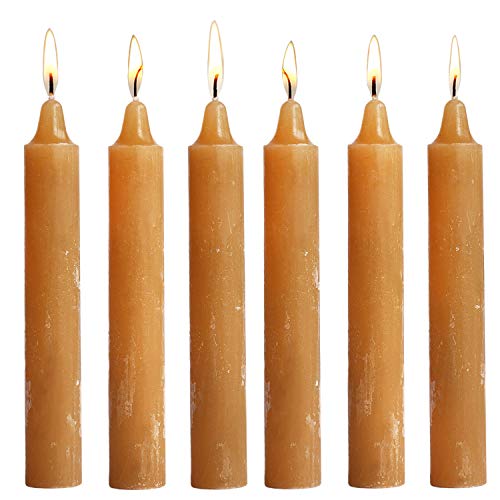 YIH 6-Piece Taper Candles, 5.5-Inch， Pumpkin