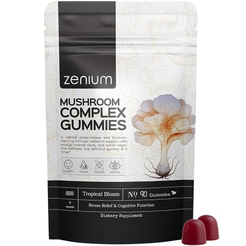 Zenium - Mushroom Complex 90 Gummies of 5000mgs of Lions Mane, 1000mgs of Reishi, Cordeyceps & More...
