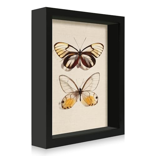 CCDCC 8x10 Shadow Box Frame with Tempered Glass,Black Wooden Memory Shadow Box Display Case with Soft Linen Back for Wall or Tabletop Display