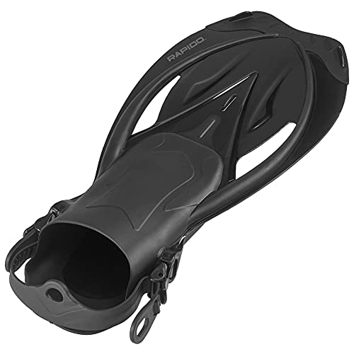 Phantom Aquatics Rapido Boutique Collection Mask Fin Snorkel Set with Adult Snorkeling Gear, Marine Adjustable Fin, Dry Top Snorkel +Travel Bag (ML/XL, 9-11 / EU: 41-45, All Black) (RPDMCMFS) by Phantom Aquatics - Image 5