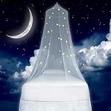 Zeke and Zoey Kids Hanging Bed Canopy for Girls Bed or Boys with Glow in The Dark Stars, The Bed Net