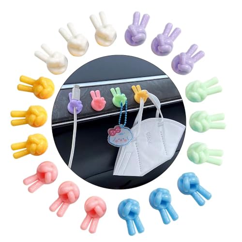 Finyoffiy 20 Stück Selbstklebende Daumenhaken Kabelhalter Kreative Silikon-Daumen-Wandhaken Kreativer Handgestenhaken wasserdichte für Schreibtisch,Netzkabel,Datenkabeln,Kopfhörern (Zufällige Farbe)