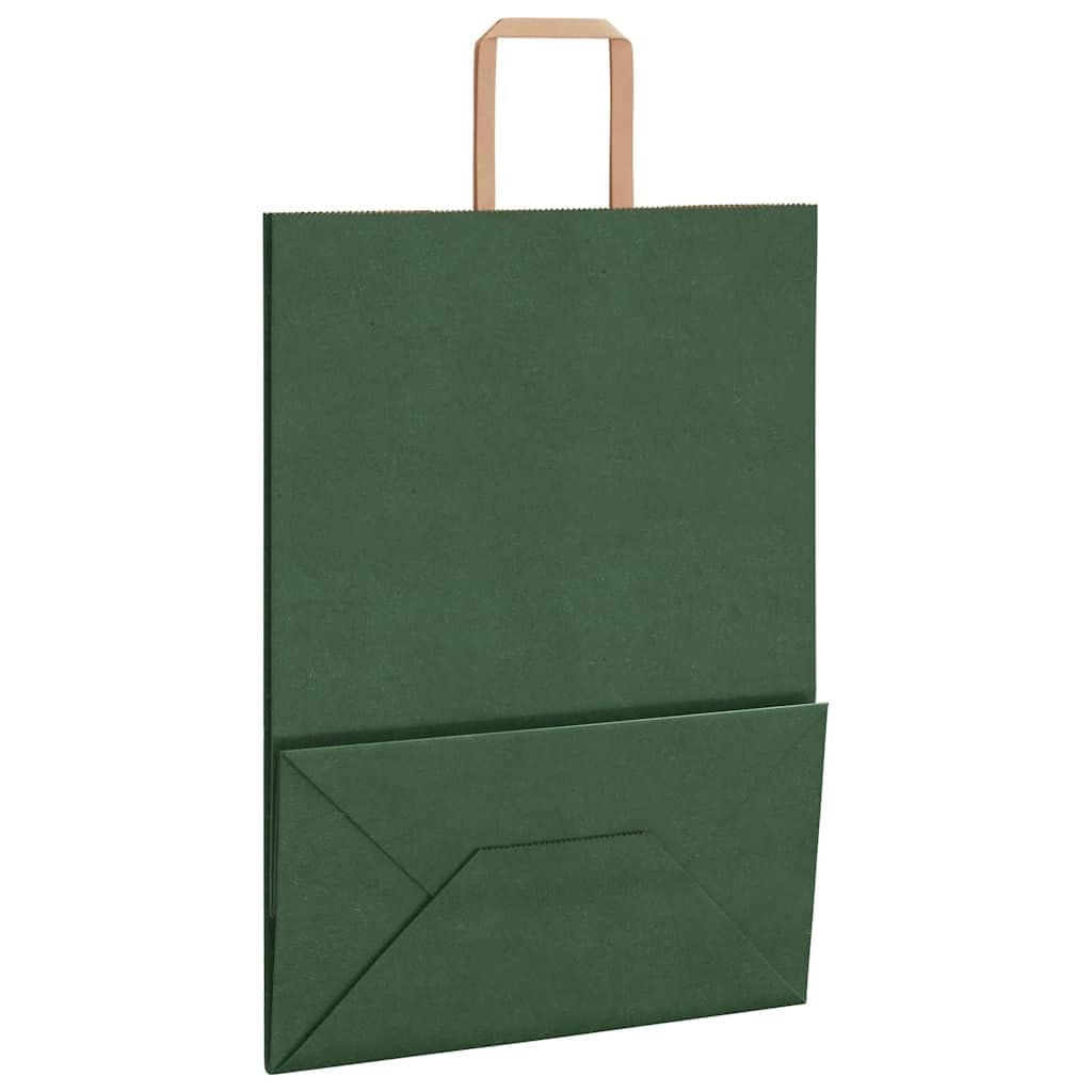 vidaXL Sacs en papier 50 pcs avec poignées vert 32x17x44 cm, sac en papier, sac cadeau en papier, sac cadeau en papier, sac