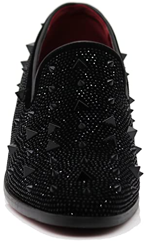 Image of SPK24 Men Vintage Spikes Sparkle Formal Tuxedo Stage Fashion Slip On Loafer Dress Shoes