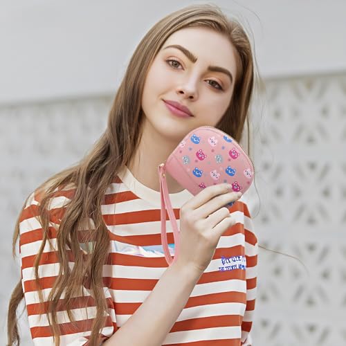 Wristlet Wallets for Women, 4 Slots&1 Zipper Pocket&2 Cash Bags Zip Around Cute Wallet Easy to Carry (Pink)4