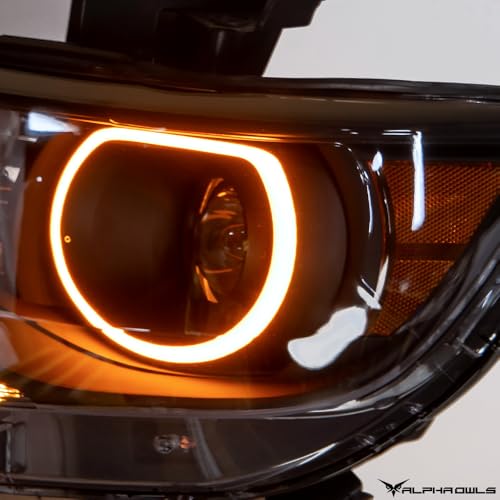 Alpha Owls Projector Headlights With Switchback LED Halo|Compatible With 2015-2022 Chevy Colorado LT / Z71 / ZR2|8744420|Black Amber by Alpha Owls - Used condition - Image 7
