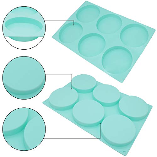 6-Cavity Large Cake Molds Silicone Round Disc Resin Coaster Mold Non-Stick Baking Molds, Mousse Cake Pan, French Dessert, Candy, Soap (Green)