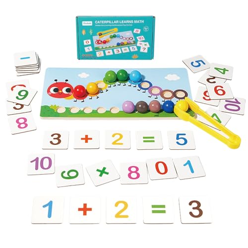 Dr. MUYA® Giochi Montessori 3 4 5 Anni, Bruco Gioco per Contare, Giochi in Legno, Educativi, Motricità Fine, Coordinazione Occhio-Mano, Abilità Manuale, Regalo Bambino Bambina 3–5 Anni