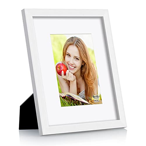 Rr Round Rich Design 8X10 Inch Picture Frames Made Of Solid Wood And Hd Glass Display Photos 5X7 With Mat Or 8X10 Without Mat 6Pk White #TOP1