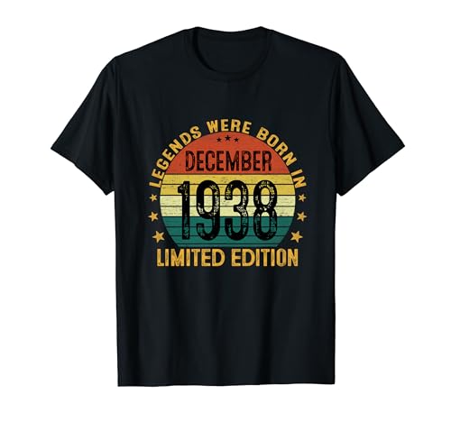Las Leyendas Nacen En Diciembre 1938 Regalo Hombre 86 Años Camiseta