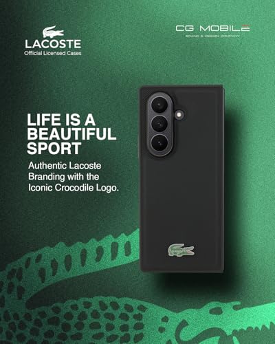 Image of CG MOBILE Lacoste [Official Licensed] Hard Case | Magnetic Compatible | Iconic Petit Pique PU Lacquer Logo Protective Case /Cover Designed for Galaxy Z Fold 7 (2025) - Black